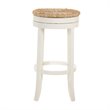 Home Square 2 Piece Swivel Rush Seat Bar Stool Set in Antique White