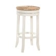 Home Square 3 Piece Swivel Rush Seat Bar Stool Set in Antique White