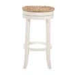 Home Square 3 Piece Swivel Rush Seat Bar Stool Set in Antique White