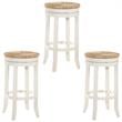 Home Square 3 Piece Swivel Rush Seat Bar Stool Set in Antique White