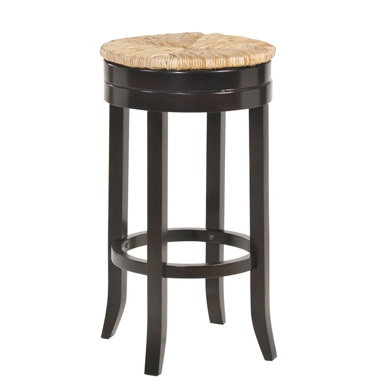 Home Square 3 Piece Swivel Rush Seat Bar Stool Set in Espresso