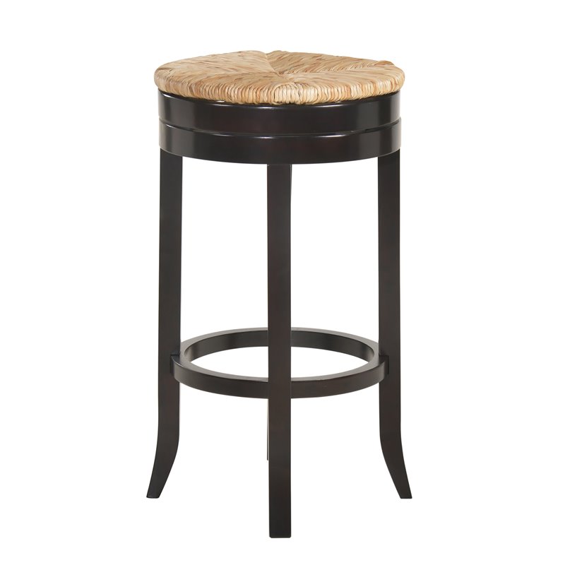Home Square 3 Piece Swivel Rush Seat Bar Stool Set in Espresso