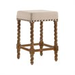 Home Square 2 Piece Linen Counter Stool Set with Wood Base in Natural Oak