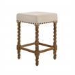 Home Square 2 Piece Linen Counter Stool Set with Wood Base in Natural Oak