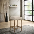 Home Square 2 Piece Linen Counter Stool Set with Wood Base in Natural Oak