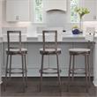 Home Square 2 Piece Metal Swivel Bar Stool Set in Distressed White