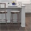 Home Square 2 Piece Metal Swivel Bar Stool Set in Distressed White