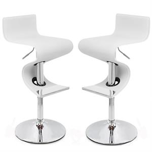 home square faux leather height-adjustable bar stool set in white