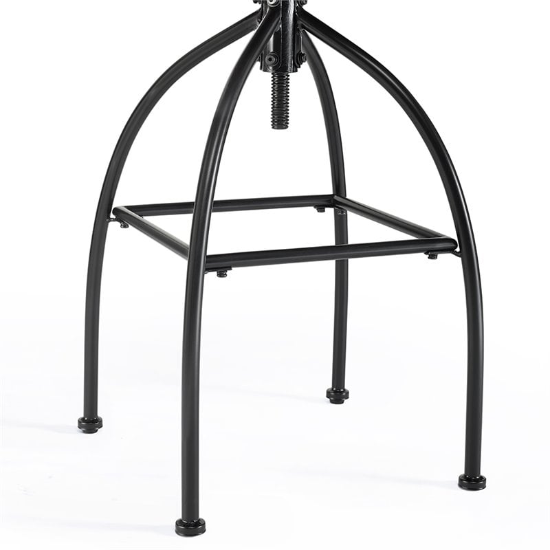 Home Square 2 Piece Adjustable Bar Stool Set in Natural and Black