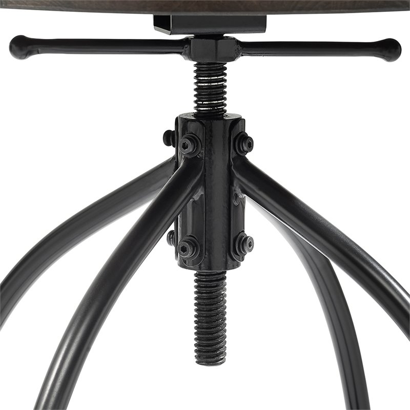 Home Square 2 Piece Adjustable Bar Stool Set in Natural and Black