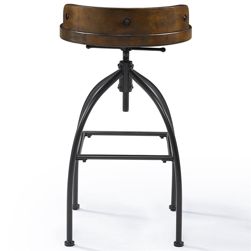 Home Square 2 Piece Adjustable Bar Stool Set in Natural and Black