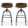 Home Square 2 Piece Adjustable Bar Stool Set in Natural and Black