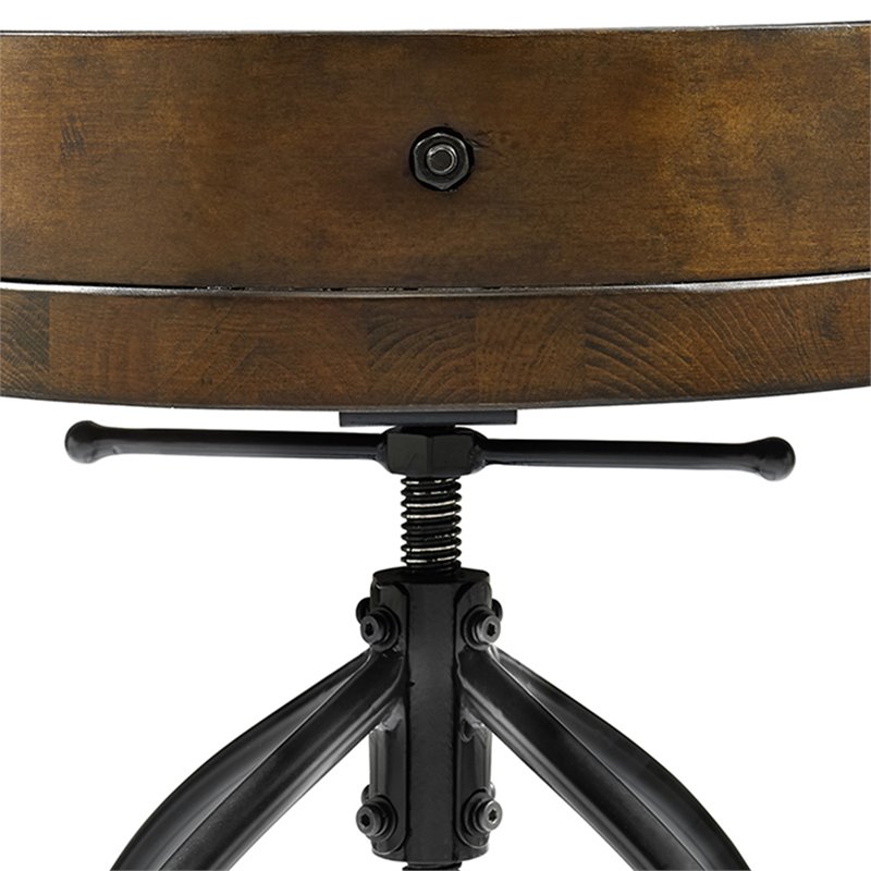 Home Square 3 Piece Adjustable Bar Stool Set in Natural and Black
