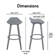 Home Square 2 Piece Caroline Bar Stool Set in Inspiration Grey