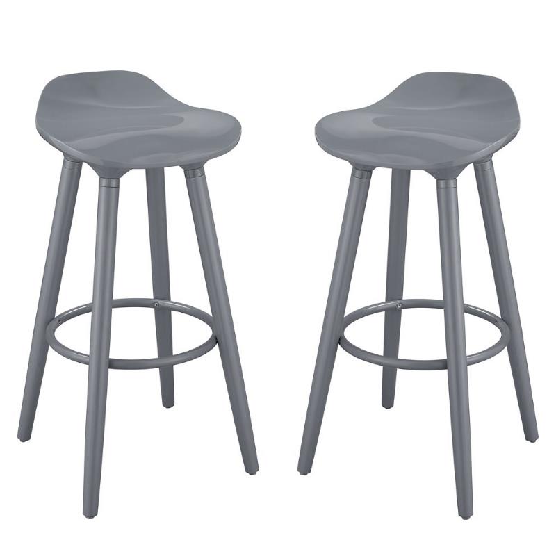 Home Square 2 Piece Caroline Bar Stool Set in Inspiration Grey