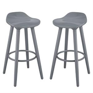 Home Square 2 Piece Caroline Bar Stool Set in Inspiration Grey