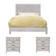 Home Square 3 Piece Bedroom Set with Bed and Two Nightstands in Light Gray