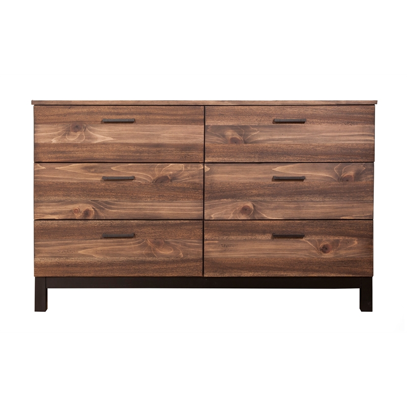 Home Square 3 Piece Bedroom Set with Bed Nightstand and Dresser in Rustic Pine