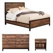 Home Square 3 Piece Bedroom Set with Bed Nightstand and Dresser in Rustic Pine