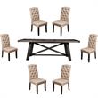 Home Square 7 Piece Set with Dining Table and 6 Tufted Dining Chairs 