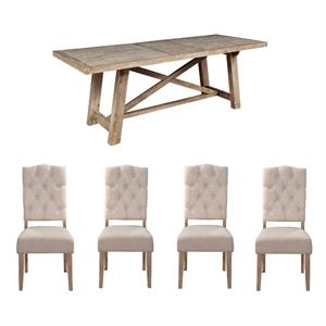 Home Square 5 Piece Dining Set with Dining Table and 4 Dining Chairs 
