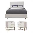 Home Square 3 Piece Bedroom Set with Bed and Two Nightstands in White