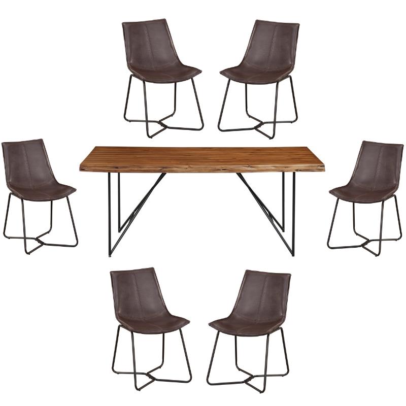 Home Square 7 Piece Dining Room Set with Table and 6 Dining Chairs 