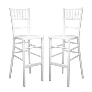 Home Square 2 Piece 29&quot Traditional Wooden Chiavari Bar Stool Set in White