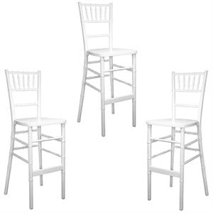 Home Square 3 Piece 29&quot Traditional Wooden Chiavari Bar Stool Set in White