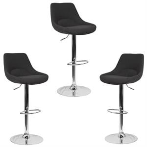 Home Square 2 Piece Fabric Gas Lift Adjustable Swivel Bar Stool Set in Black