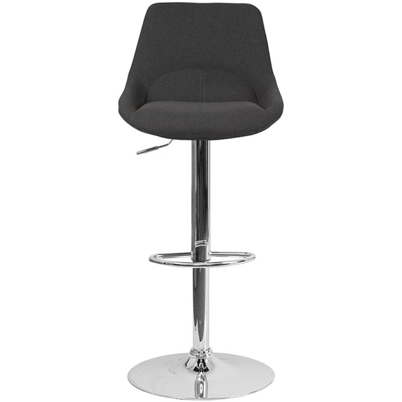 Home Square 2 Piece Fabric Gas Lift Adjustable Swivel Bar Stool Set in Black