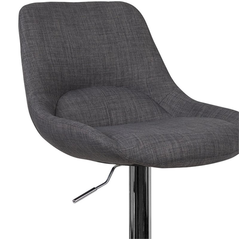 Home Square 2 Piece Fabric Gas Lift Adjustable Swivel Bar Stool Set in Dark Gray