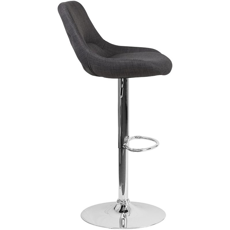 Home Square 2 Piece Fabric Gas Lift Adjustable Swivel Bar Stool Set in Dark Gray