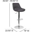 Home Square 3 Piece Fabric Gas Lift Adjustable Swivel Bar Stool Set in Dark Gray