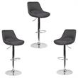 Home Square 3 Piece Fabric Gas Lift Adjustable Swivel Bar Stool Set in Dark Gray