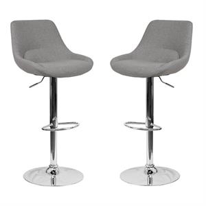home square 2 piece fabric gas lift adjustable swivel bar stool set in gray