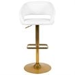 Home Square 3 Piece Faux Leather Adjustable Bar Stool Set in White and Gold