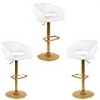 Home Square 3 Piece Faux Leather Adjustable Bar Stool Set in White and Gold