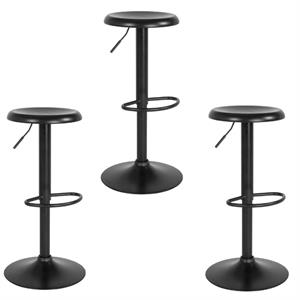 Home Square 3 Piece Backless Madrid Adjustable Swivel Bar Stool Set in Black