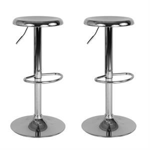 Home Square 2 Piece Backless Madrid Adjustable Swivel Bar Stool Set in Chrome