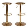 Home Square 2 Piece Backless Madrid Adjustable Swivel Bar Stool Set in Gold