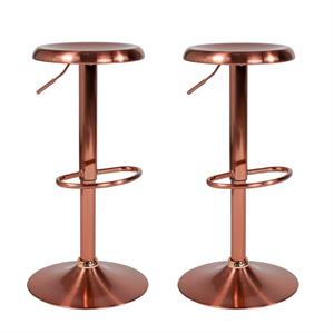 Home Square 2 Piece Backless Madrid Adjustable Swivel Bar Stool Set in Rose Gold