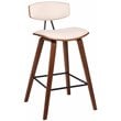 Home Square 3 Piece Faux Leather Kitchen Counter Stool Set in Cream/Walnut