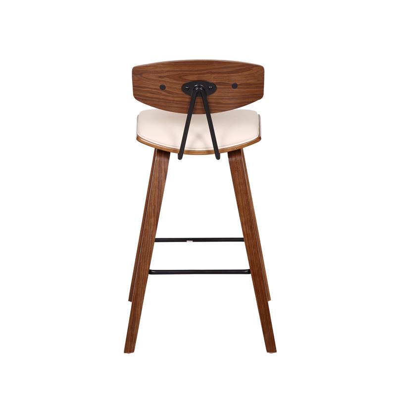 Home Square 3 Piece Faux Leather Kitchen Counter Stool Set in Cream/Walnut