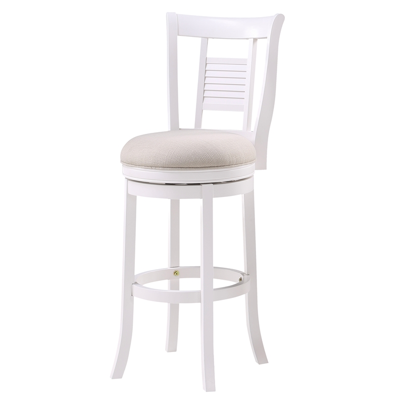 Home Square 2 Piece Upholstered Solid Wood Swivel Bar Stool Set in Grove White
