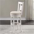 Home Square 2 Piece Upholstered Solid Wood Swivel Bar Stool Set in Grove White
