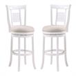 Home Square 2 Piece Upholstered Solid Wood Swivel Bar Stool Set in Grove White