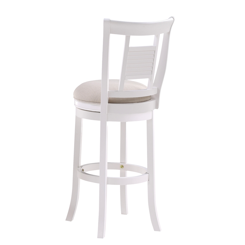 Home Square 3 Piece Upholstered Solid Wood Swivel Bar Stool Set in Grove White