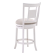 Home Square 3 Piece Upholstered Solid Wood Swivel Counter Stool Set in White