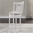 Home Square 3 Piece Upholstered Solid Wood Swivel Counter Stool Set in White
